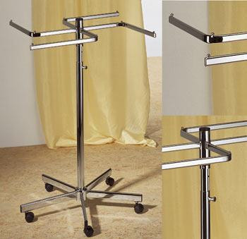 Cross stand, rotatable, chrome-plated, with castors