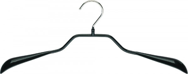 Knitted fabric hanger with anti-slip coating and wide shoulder support